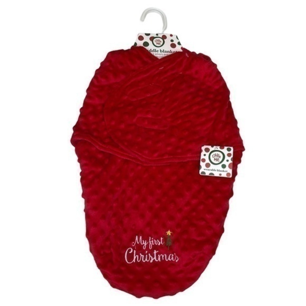 Little Me Swaddle Blanket - My First Christmas - 0-3M up to 12 LBS - Red -NWT